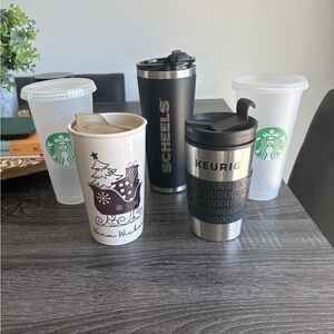 Keurig, Starbucks, and Scheels Travel Mugs Set